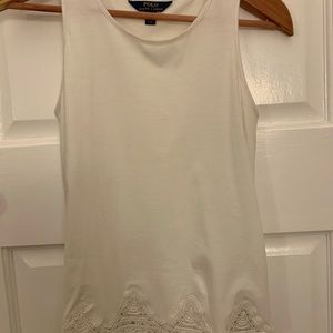 polo ralph lauren girls white tank with crochet hem